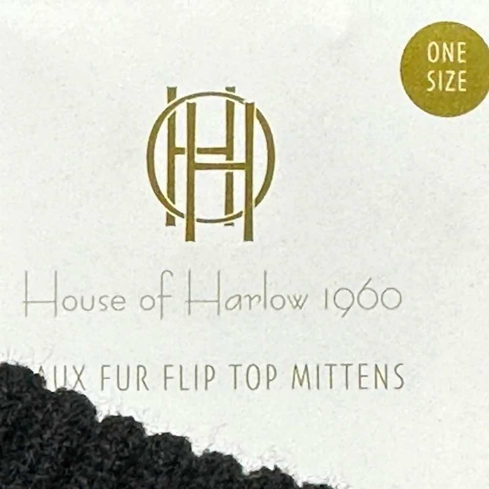 House of Harlow Faux Fur flip top gloves